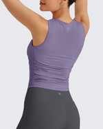 Lightbreeze Side Ruched Sleeveless Workout Tops - G4Free