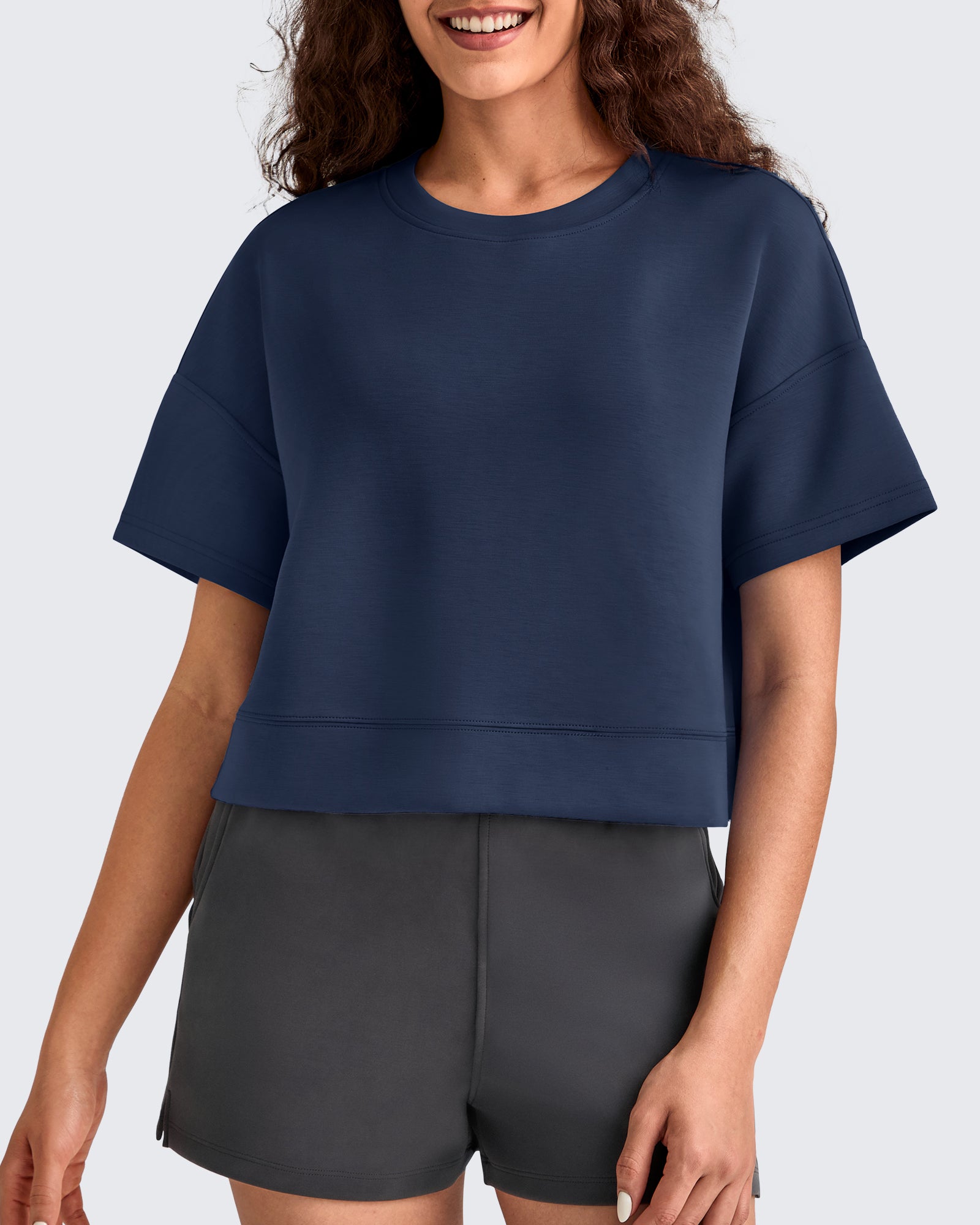 Smoofit Crew Neck Boxy Drop Shoulder Short Sleeve - G4Free