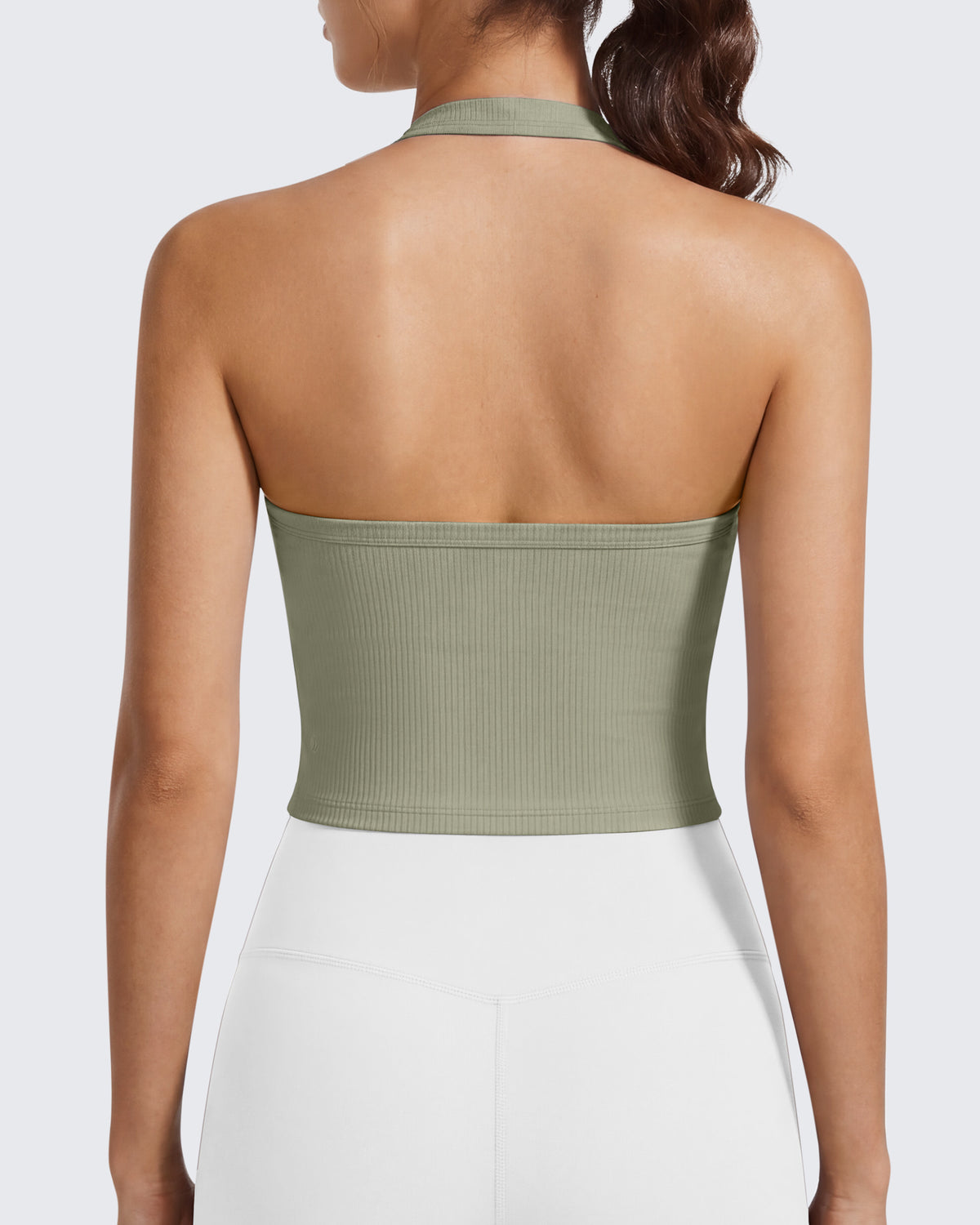 G4Free Ribbed Backless Halter Crop Cami