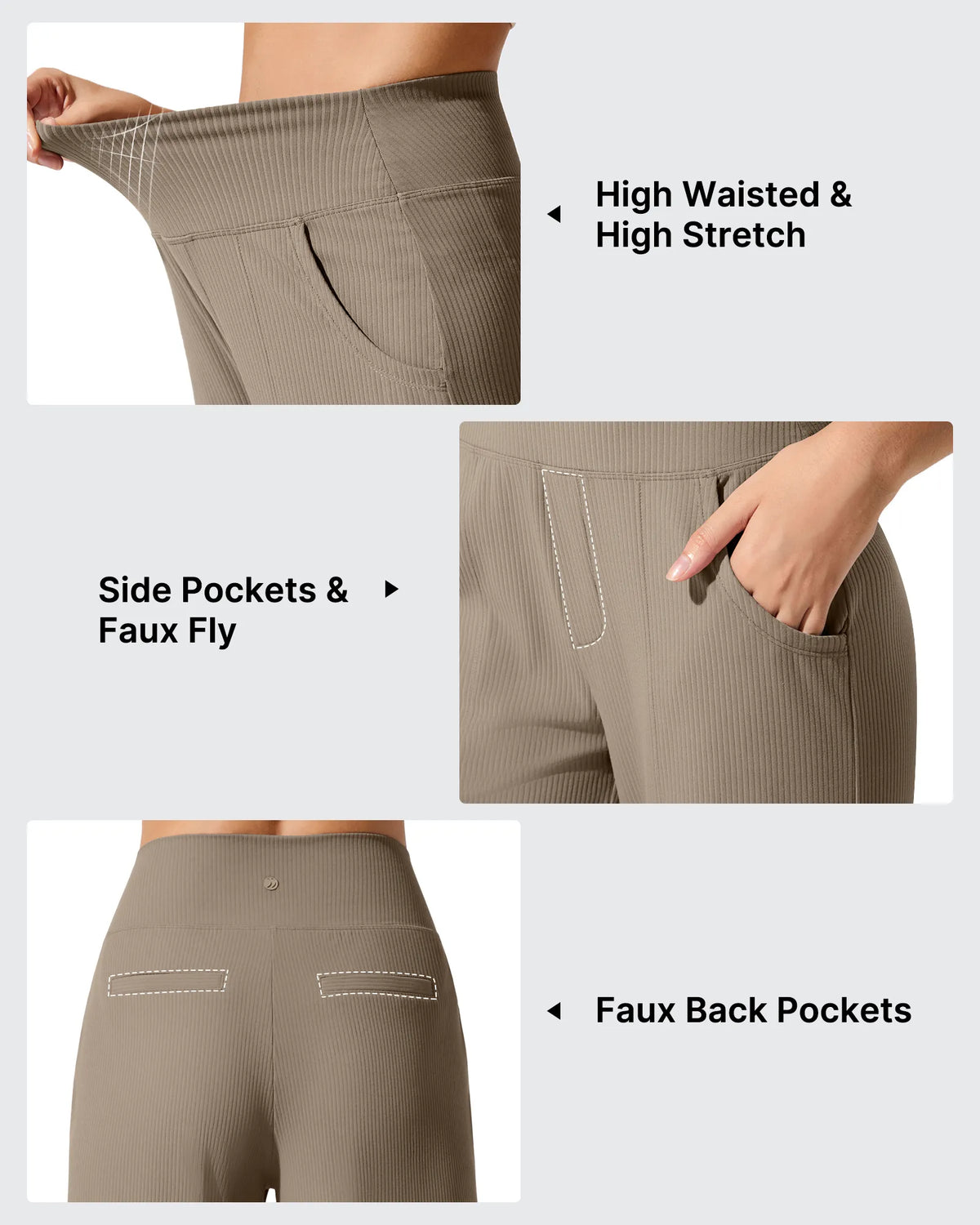 Ribbed Knit High Waist Wide Leg Yoga Pants