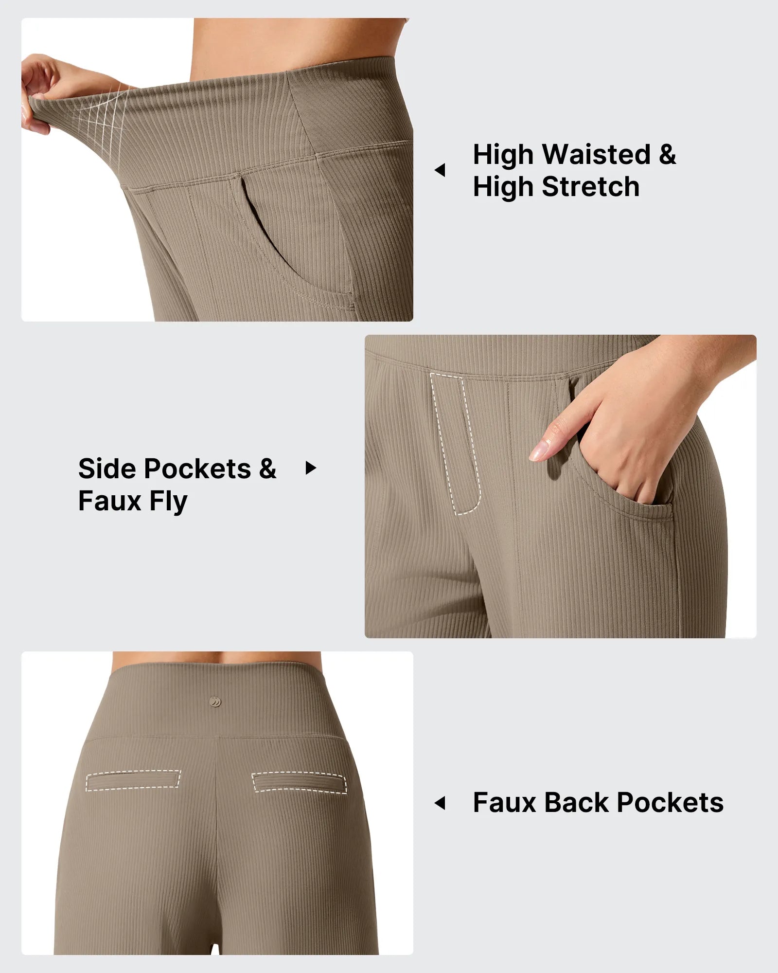Ribbed Knit High Waist Wide Leg Yoga Pants
