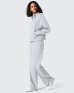 Smoofit Half-Zip White Piping Mock Neck Pullover Sweatshirts