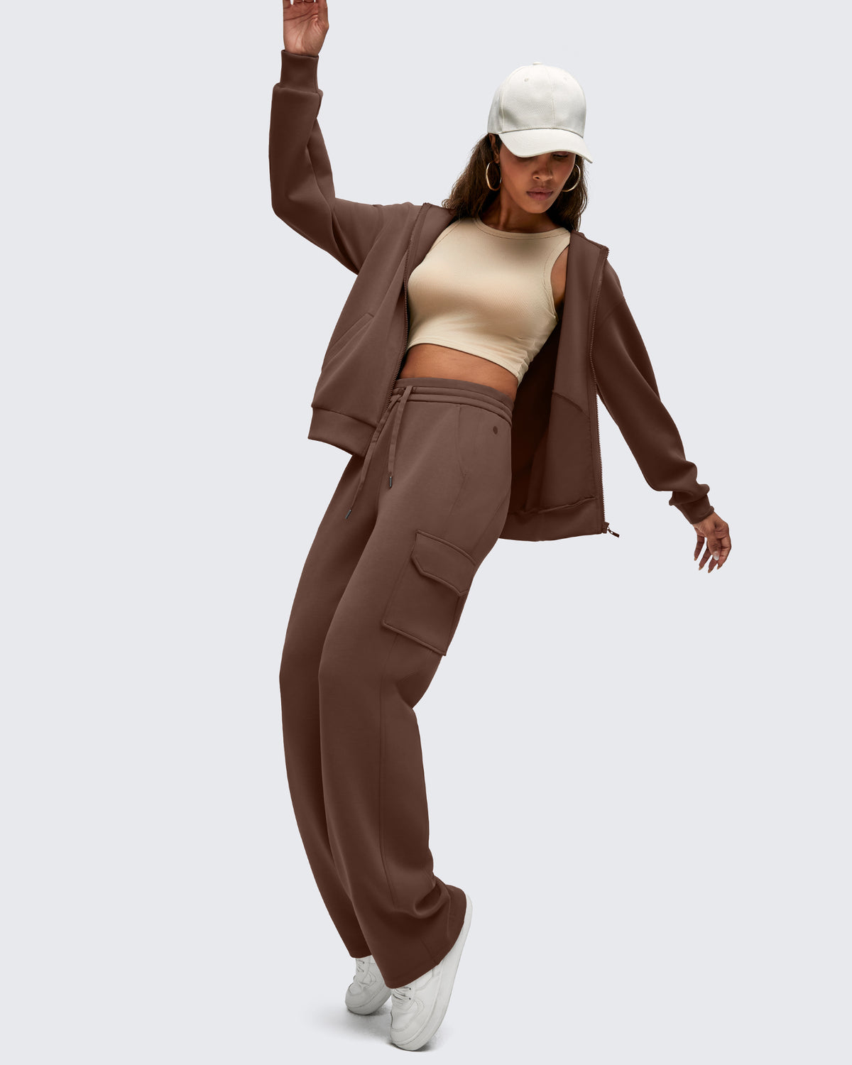 Smoofit Drawstring Wide Leg Pockets Cargo Sweatpants