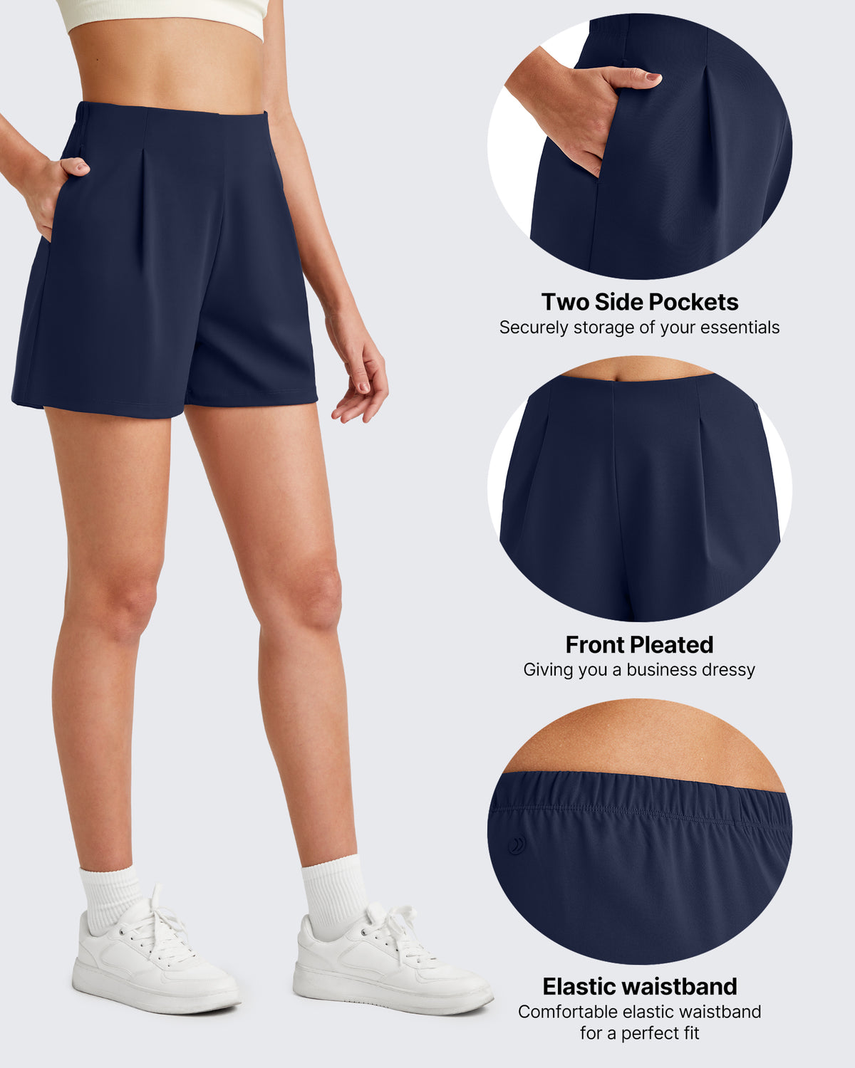 ShiftReady High-Rise Pleated Work Shorts 5'' - G4Free