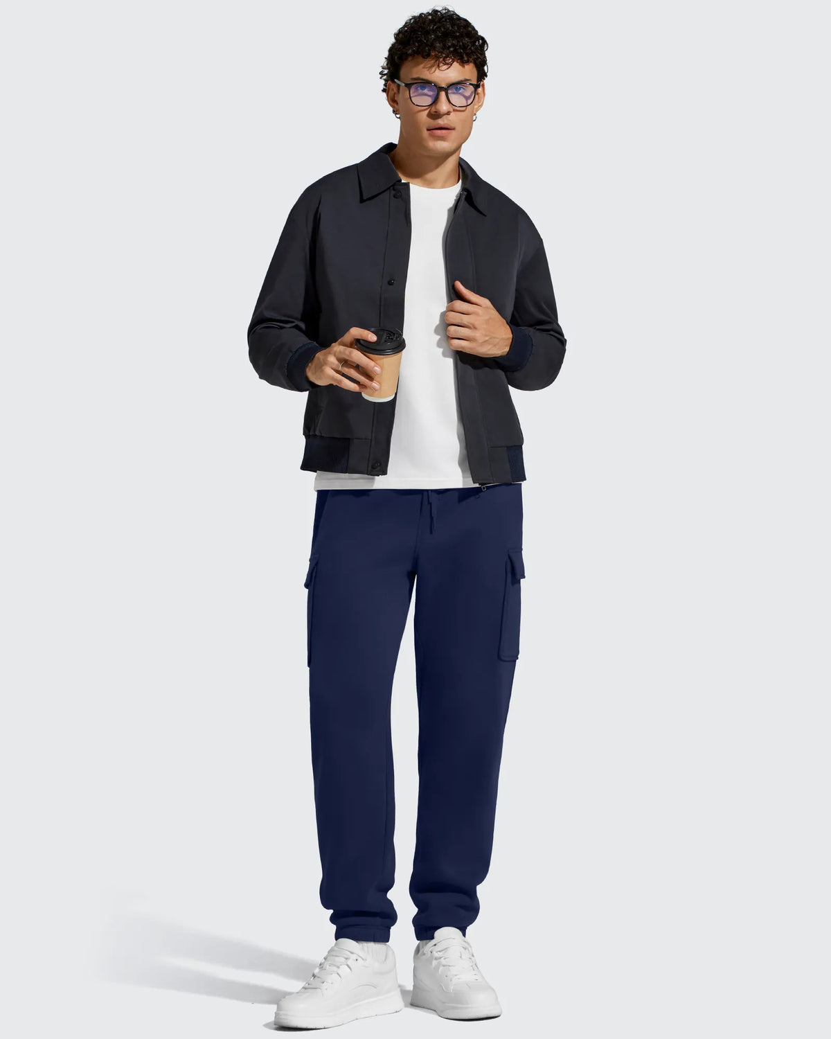 Flurrylux Men's Cotton Fleece-Lined  Drawstring Cargo Pants