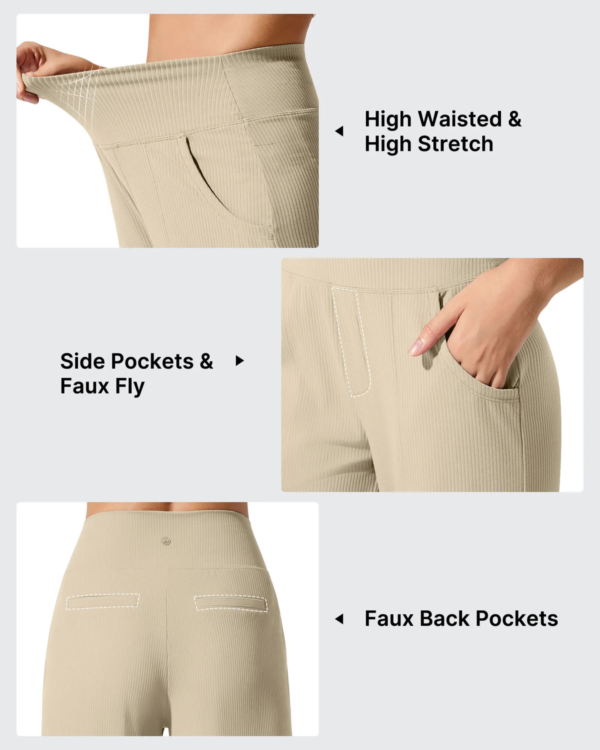 Ribbed Knit High Waist Wide Leg Yoga Pants