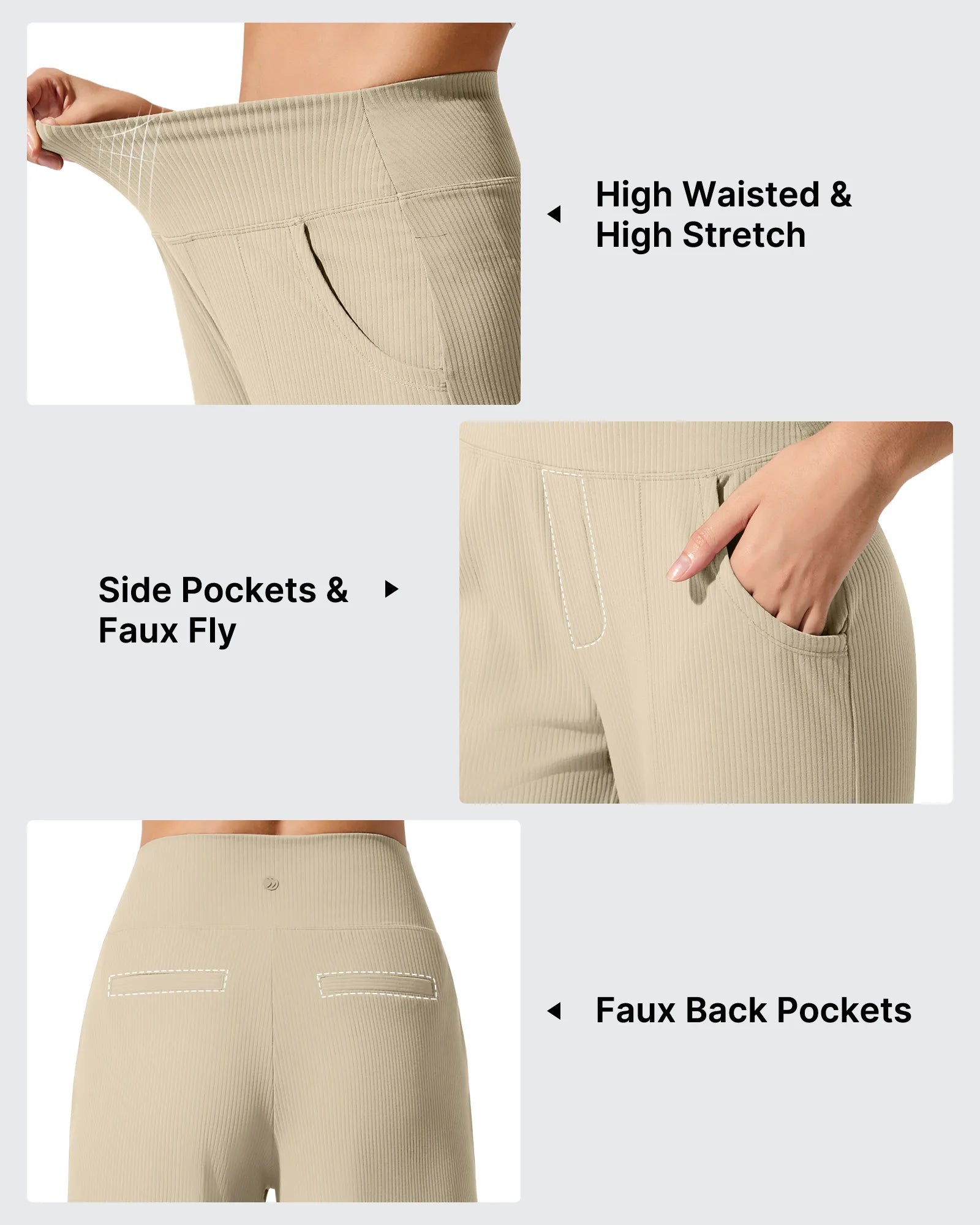 Ribbed Knit High Waist Wide Leg Yoga Pants