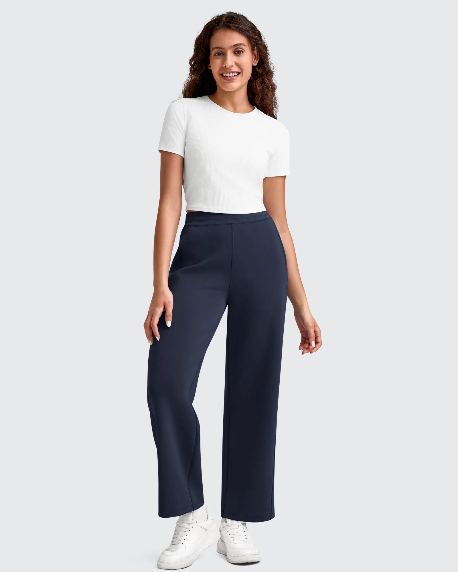 Pantalones deportivos tobilleros de pernera ancha con cintura elástica Smoofit