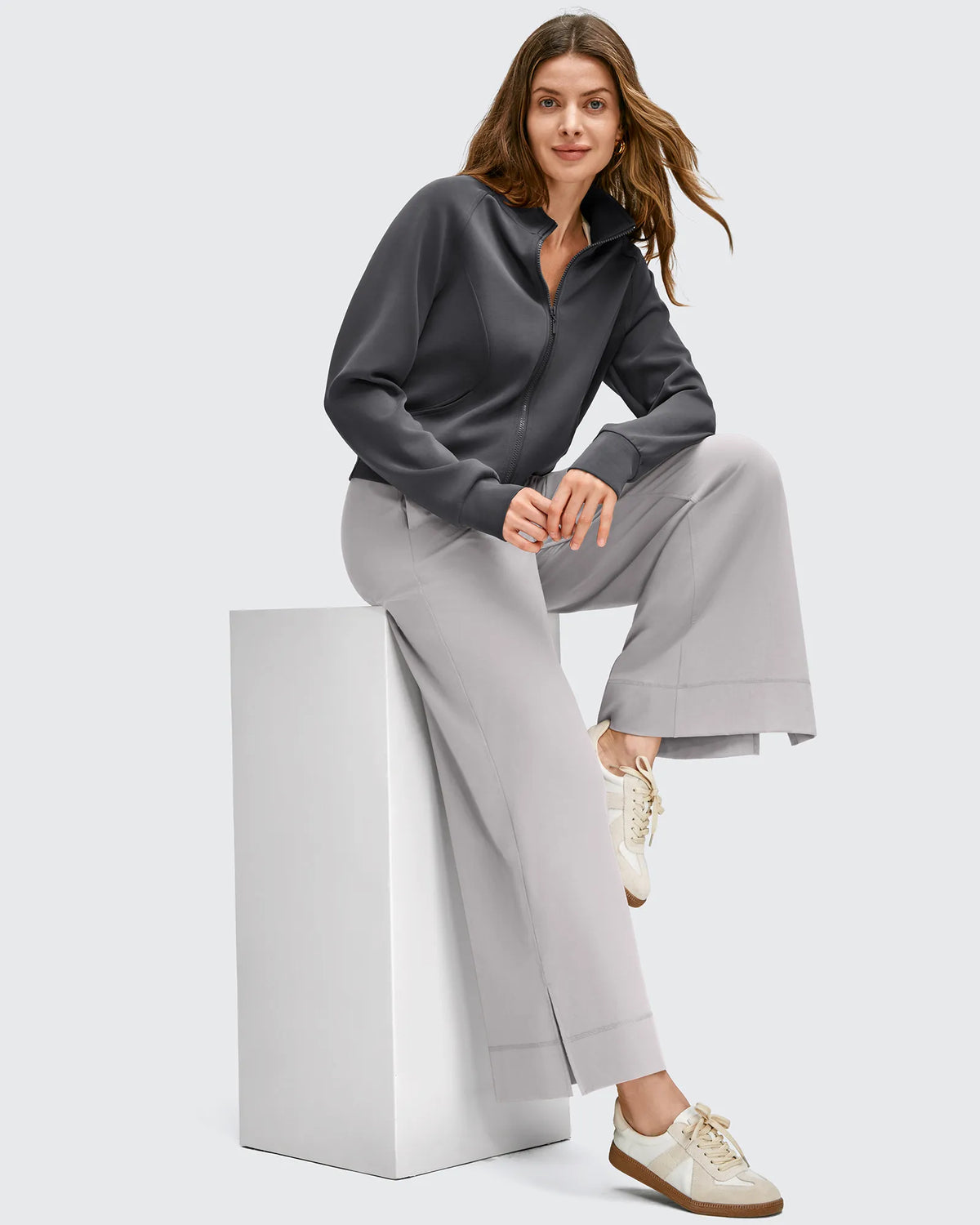 Strowen Lightweight Ankle Splits Wide Leg Ankle Pants