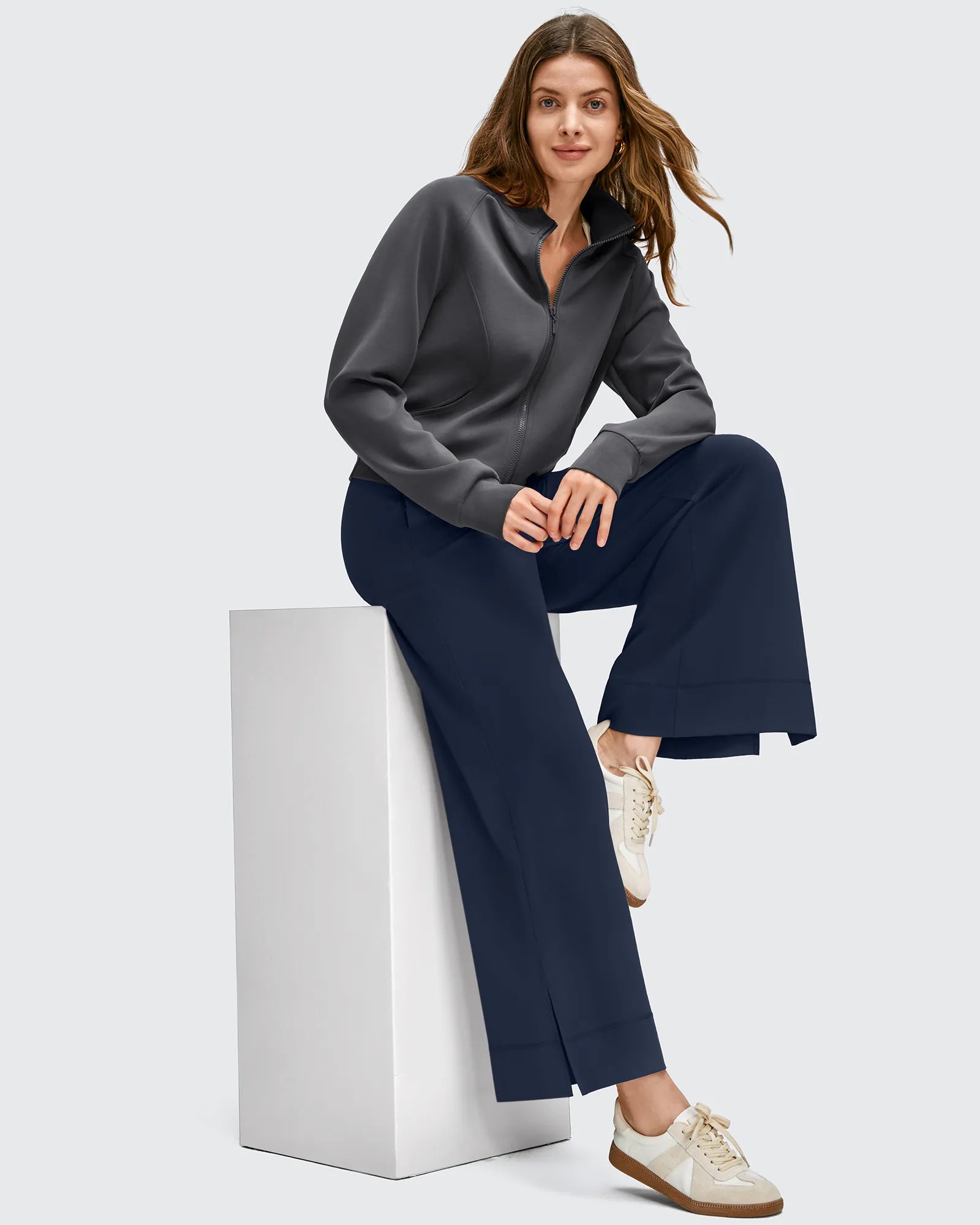 Strowen Lightweight Ankle Splits Wide Leg Ankle Pants