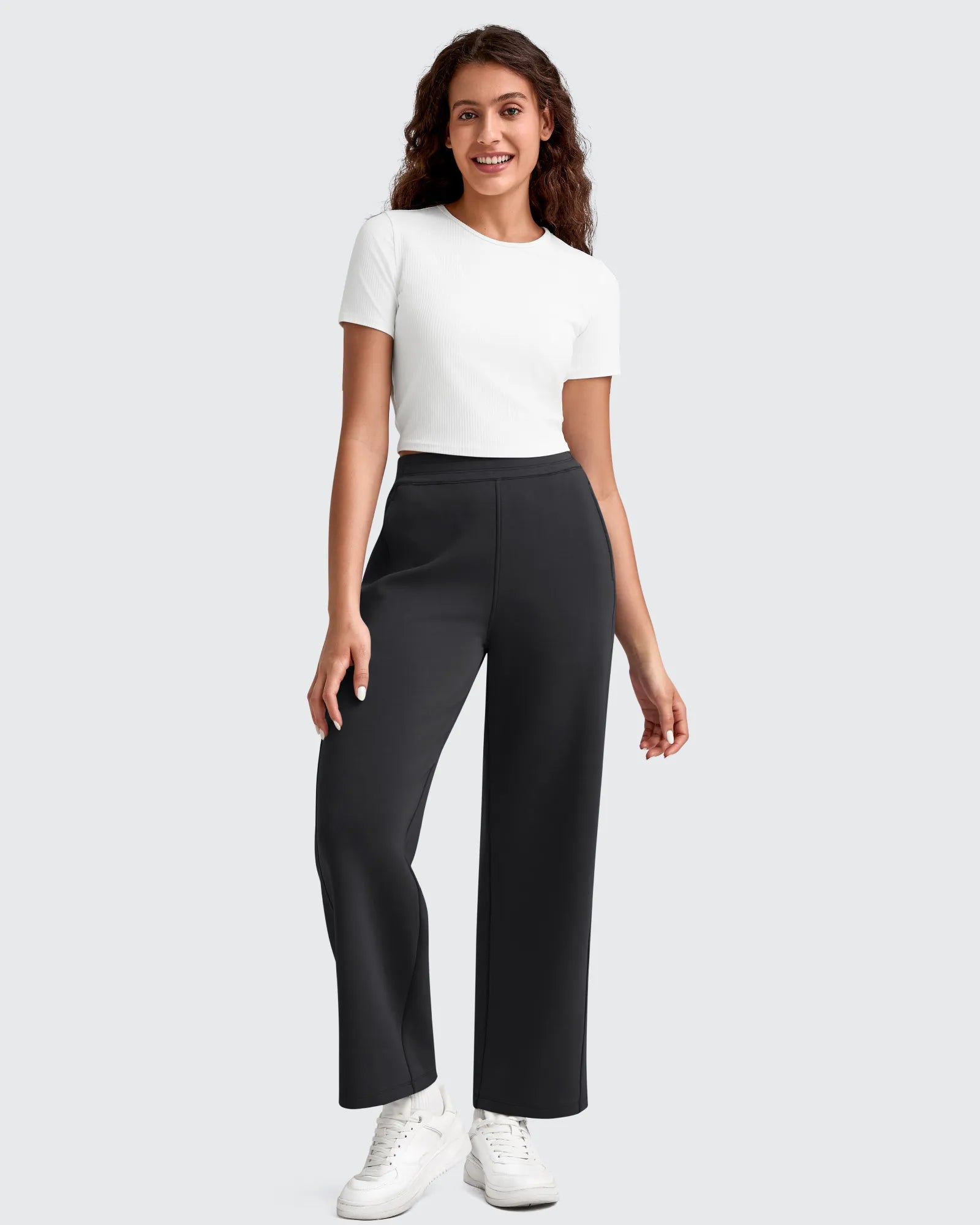 Pantalones deportivos tobilleros de pernera ancha con cintura elástica Smoofit