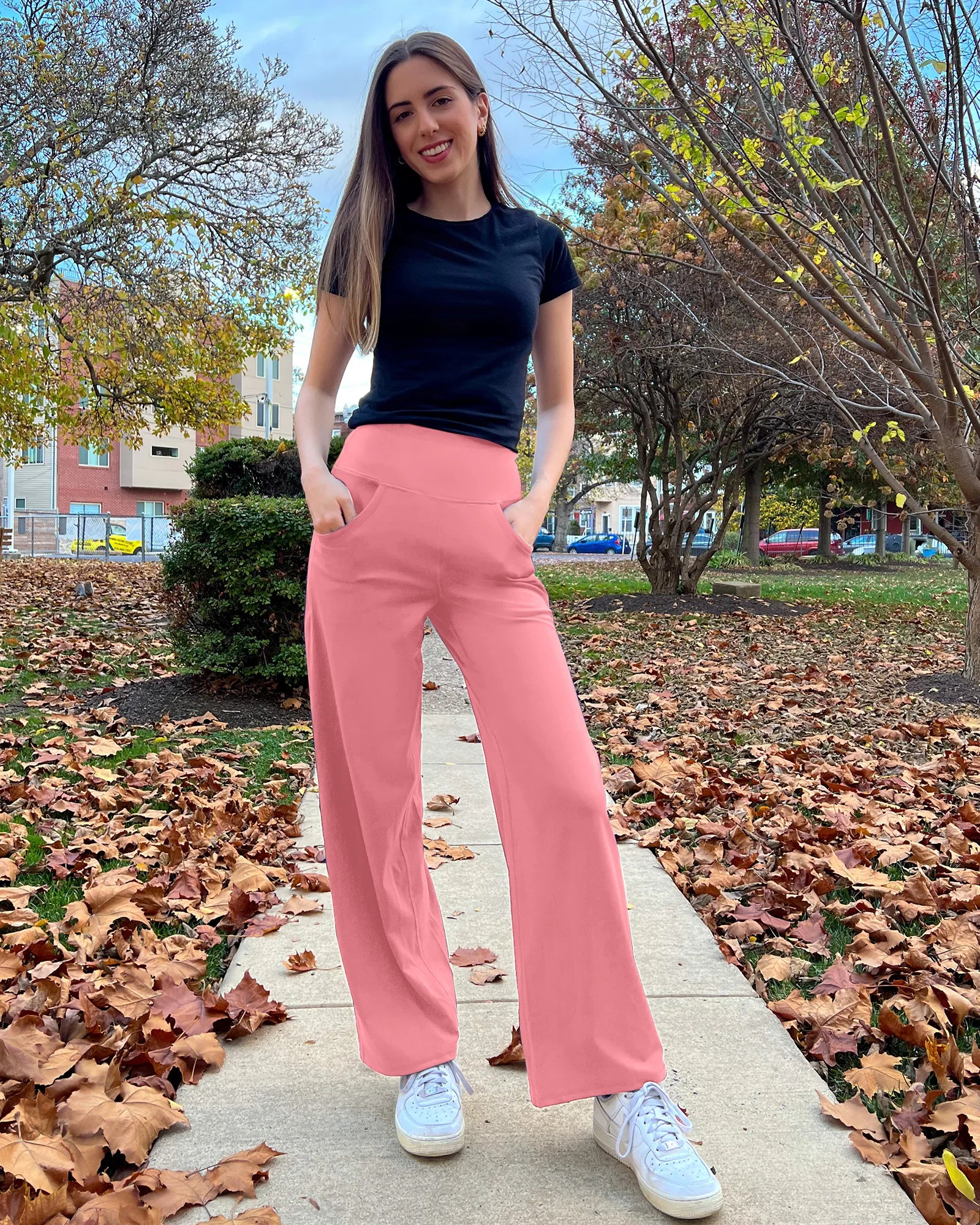 Wide Leg Pants Woman Yoga Pants with Pockets Regular - G4Free
