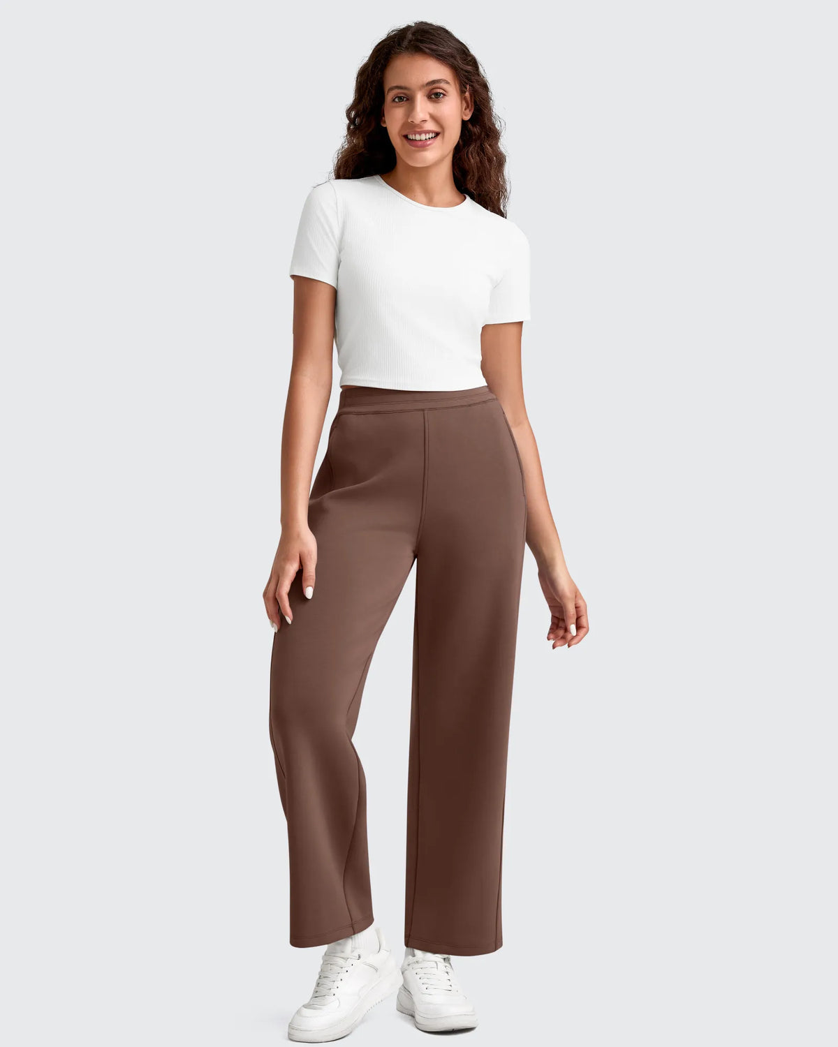 Pantalones deportivos tobilleros de pernera ancha con cintura elástica Smoofit