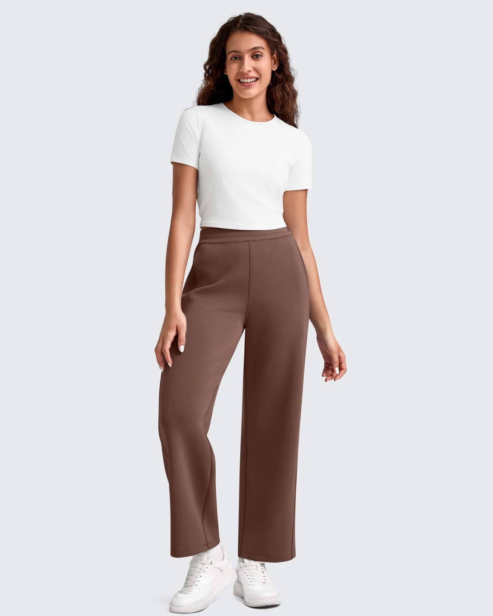 Pantalones deportivos tobilleros de pernera ancha con cintura elástica Smoofit