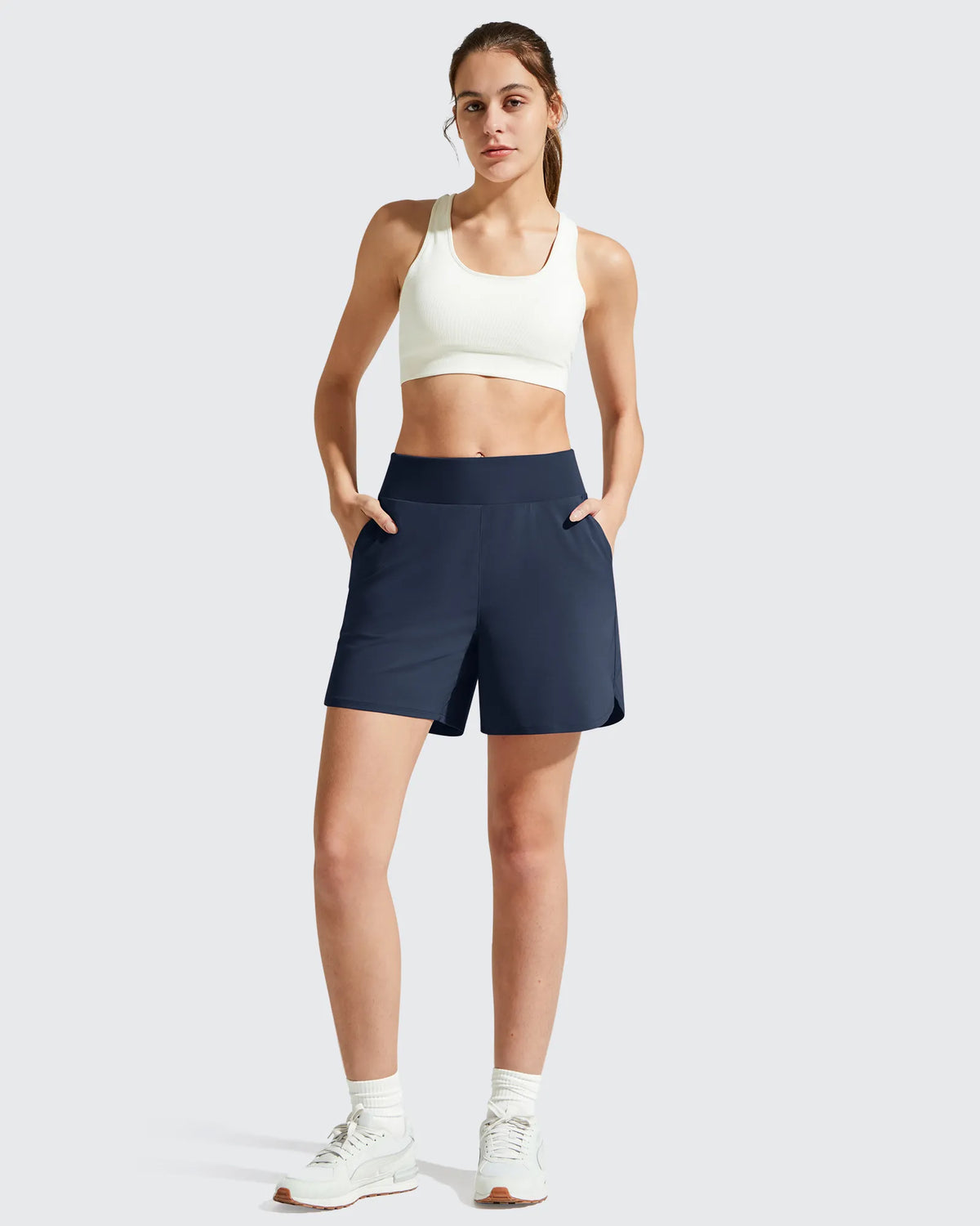 Chillwhisp Built-in Brief Liner High Waist Athletic Shorts