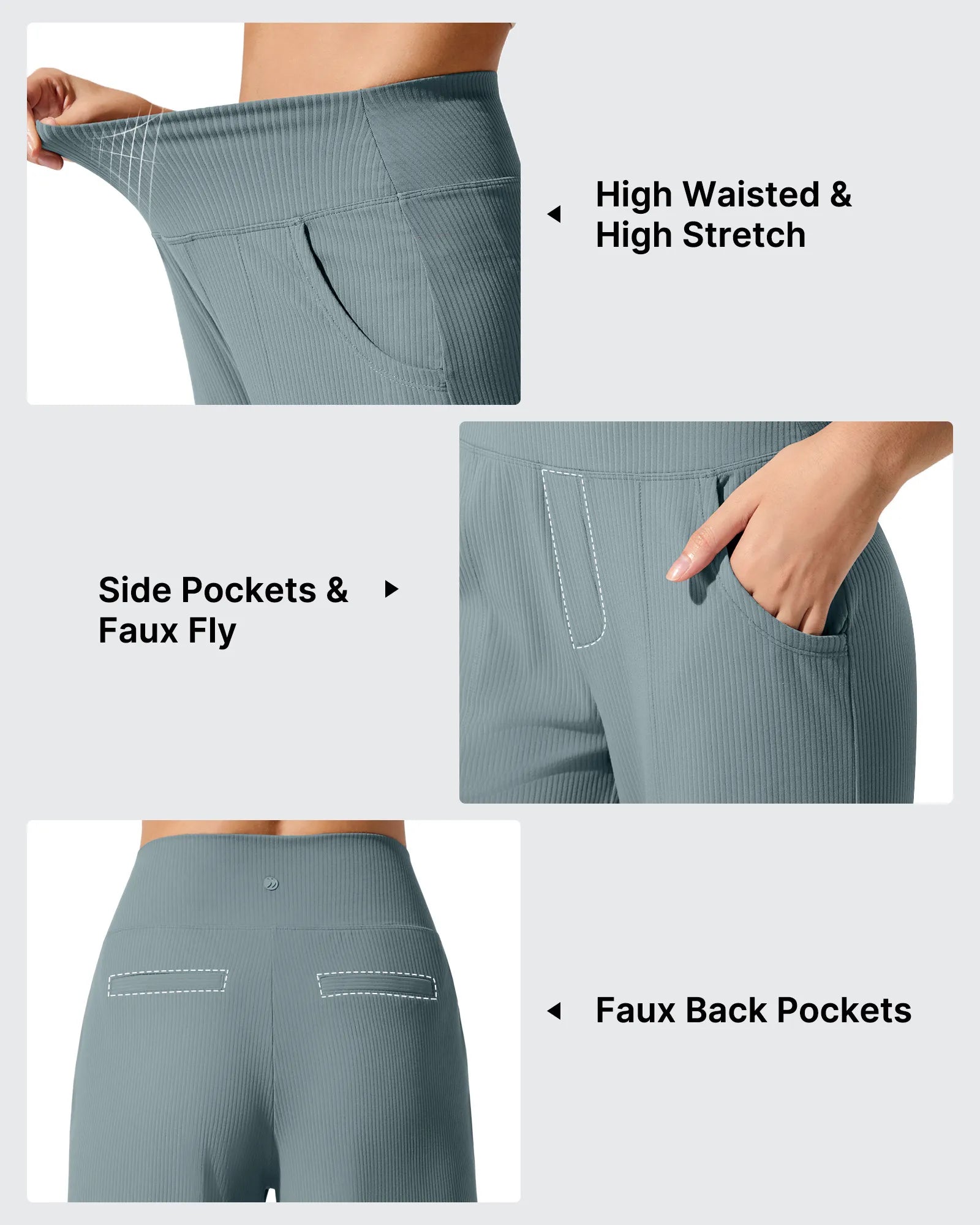 Ribbed Knit High Waist Wide Leg Yoga Pants