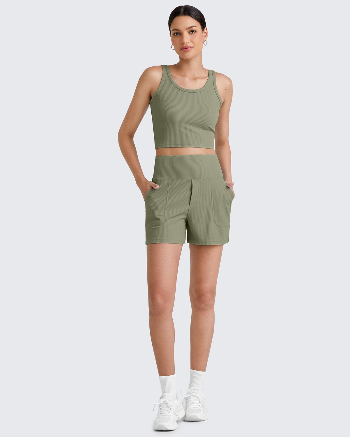 G4free Ribbed Slim Workout Tank Crop Tops
