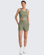 G4free Ribbed Slim Workout Tank Crop Tops
