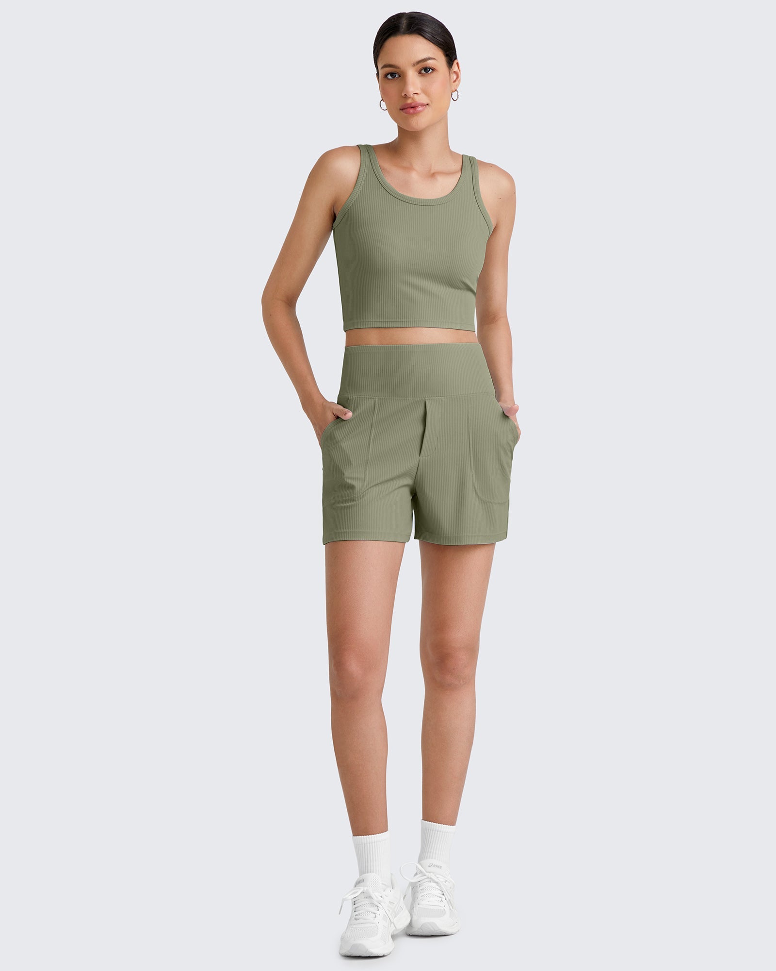 G4free Ribbed Slim Workout Tank Crop Tops