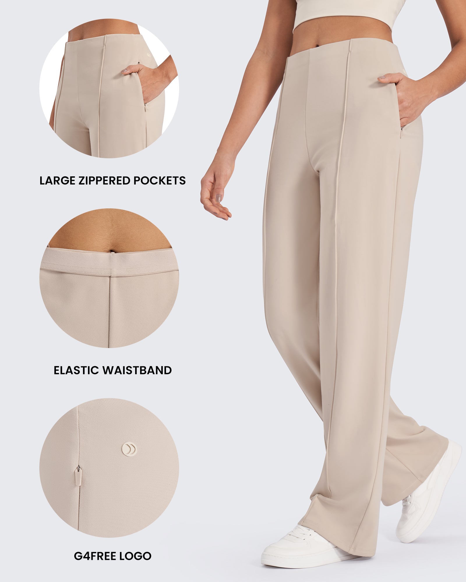 EverGoing Business Front Pleats Wide Leg Pants - G4Free