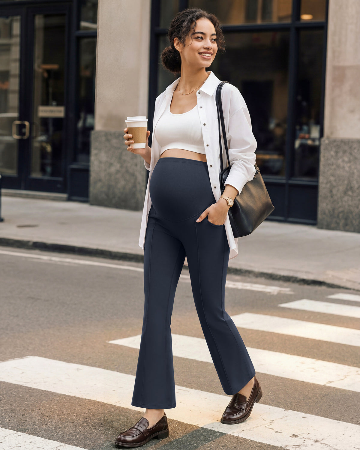 G4Free EverGoing Maternity Flare Leggings with Pockets – Over the Belly 25''