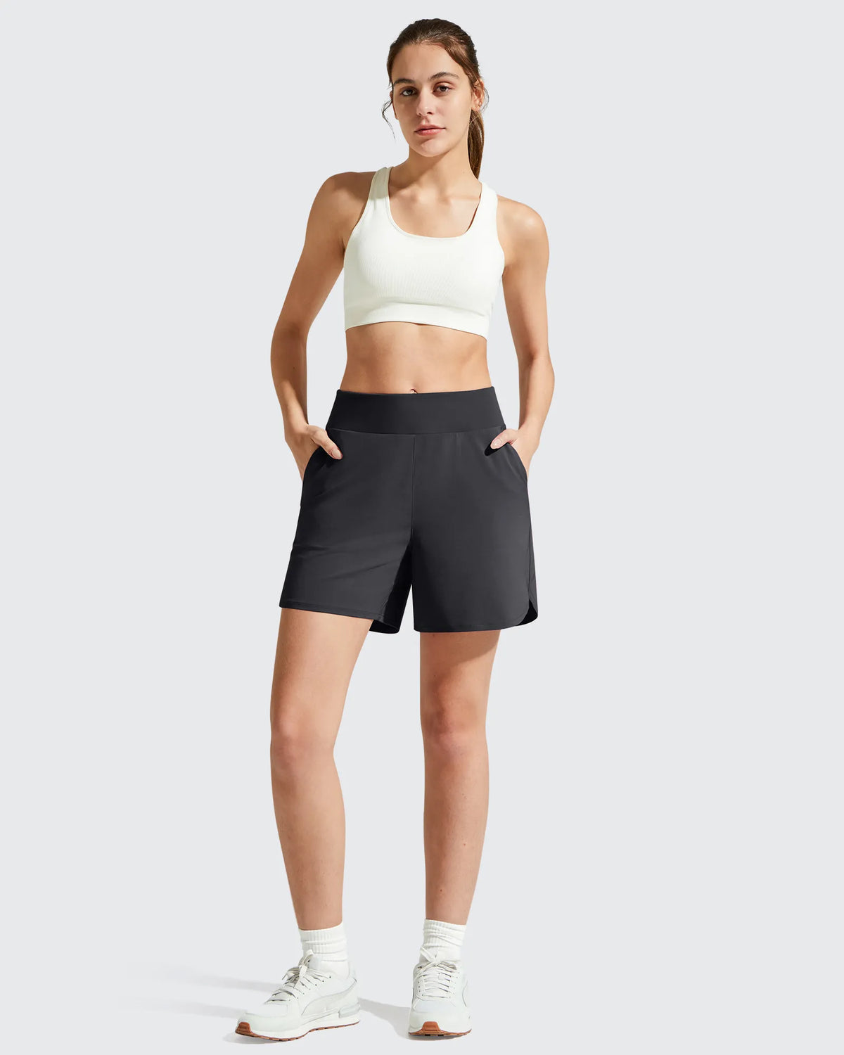 Chillwhisp Built-in Brief Liner High Waist Athletic Shorts