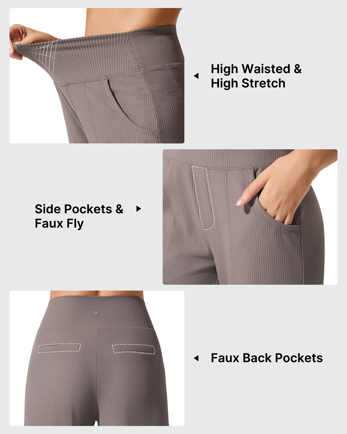 Ribbed Knit High Waist Wide Leg Yoga Pants