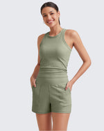 Ribbed Mid-Rise Seamless Work Shorts - G4Free