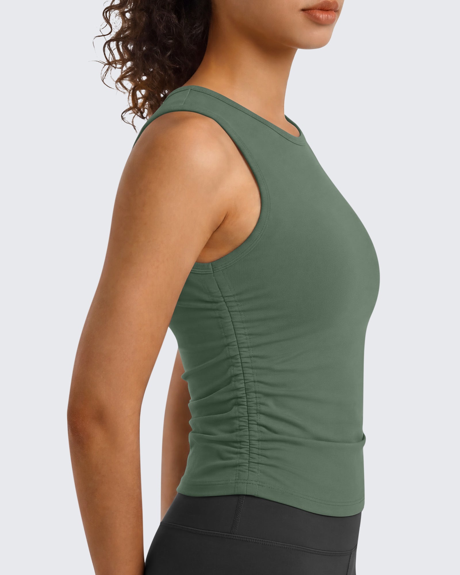 Camiseta sin mangas de yoga G4Free BareFeel con cuello alto fruncido