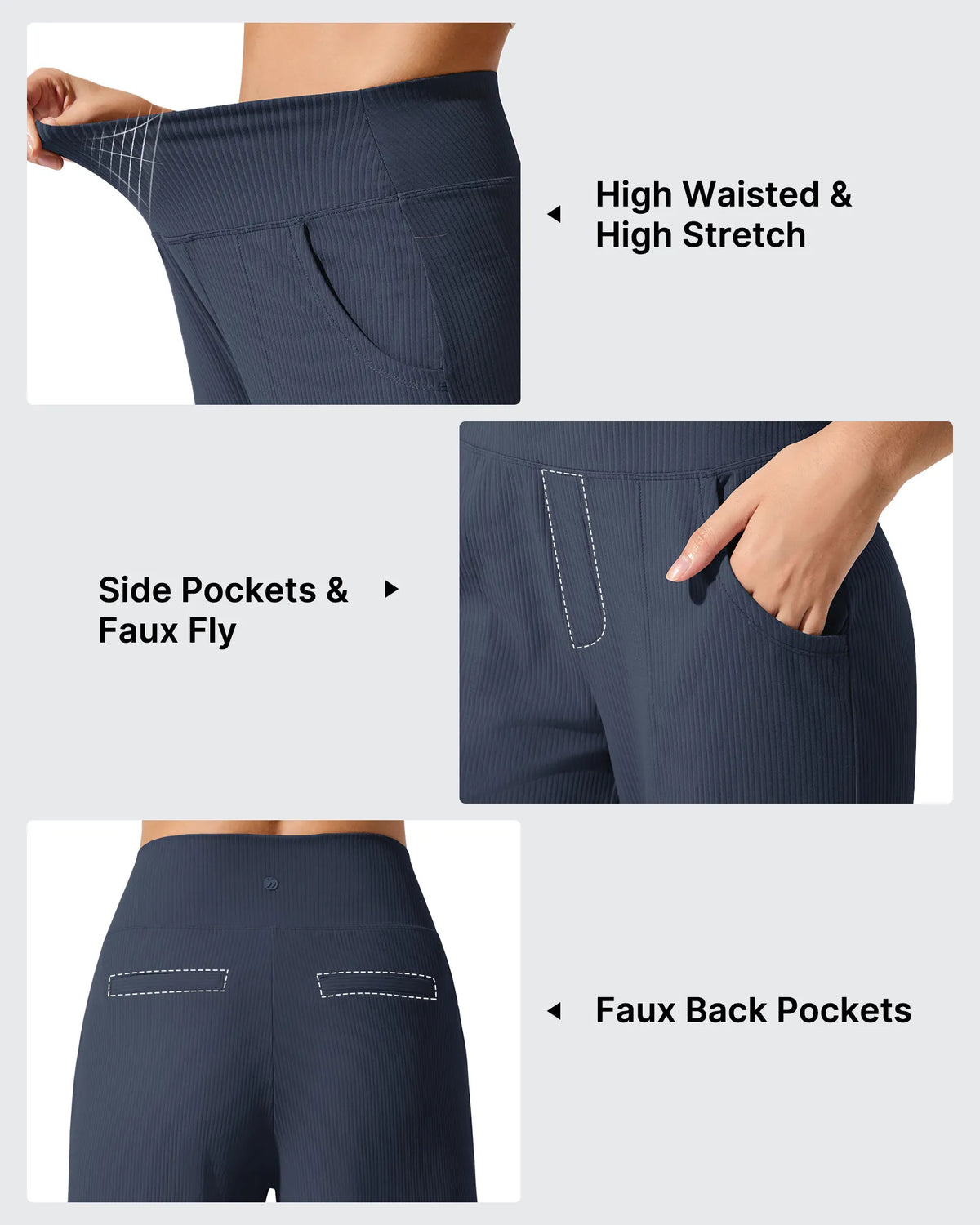 Ribbed Knit High Waist Wide Leg Yoga Pants