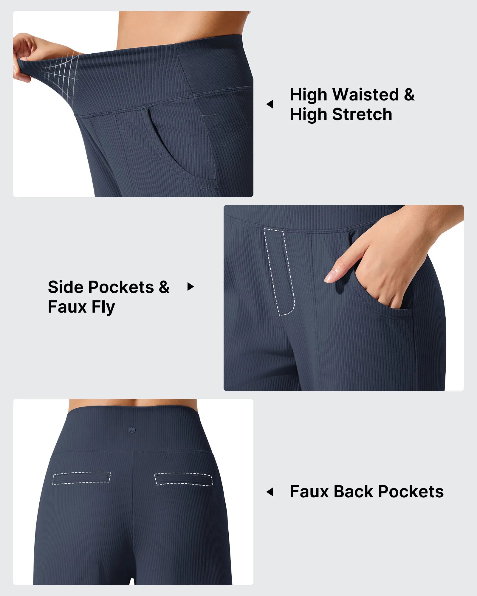 Ribbed Knit High Waist Wide Leg Yoga Pants