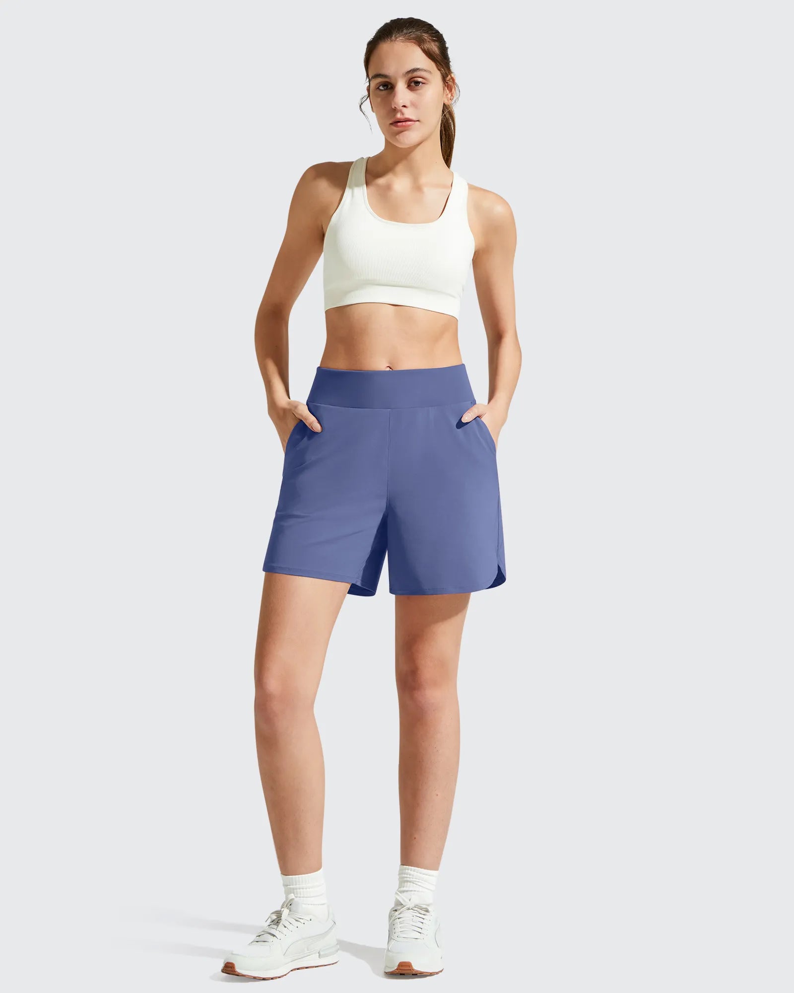 Chillwhisp Built-in Brief Liner High Waist Athletic Shorts