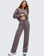 Smoofit Wide Leg Drawstring Double Layer Waist Pants