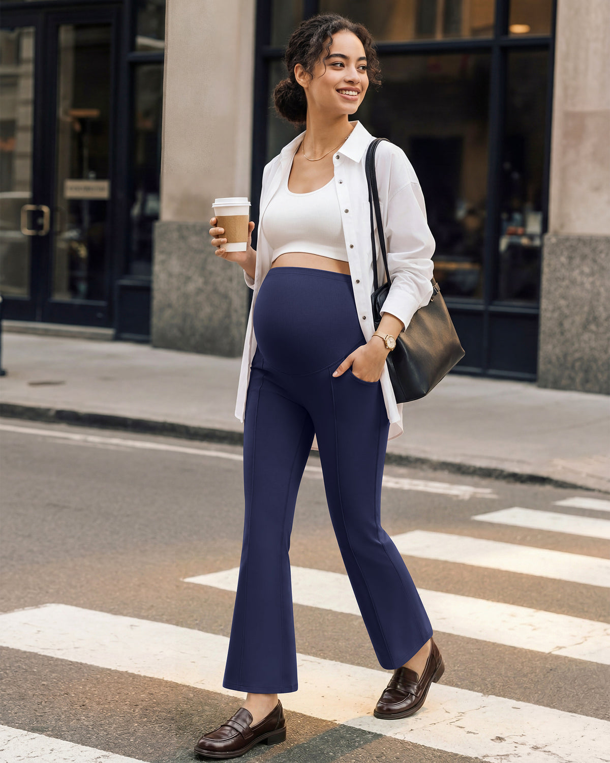 G4Free EverGoing Maternity Flare Leggings with Pockets – Over the Belly 25''