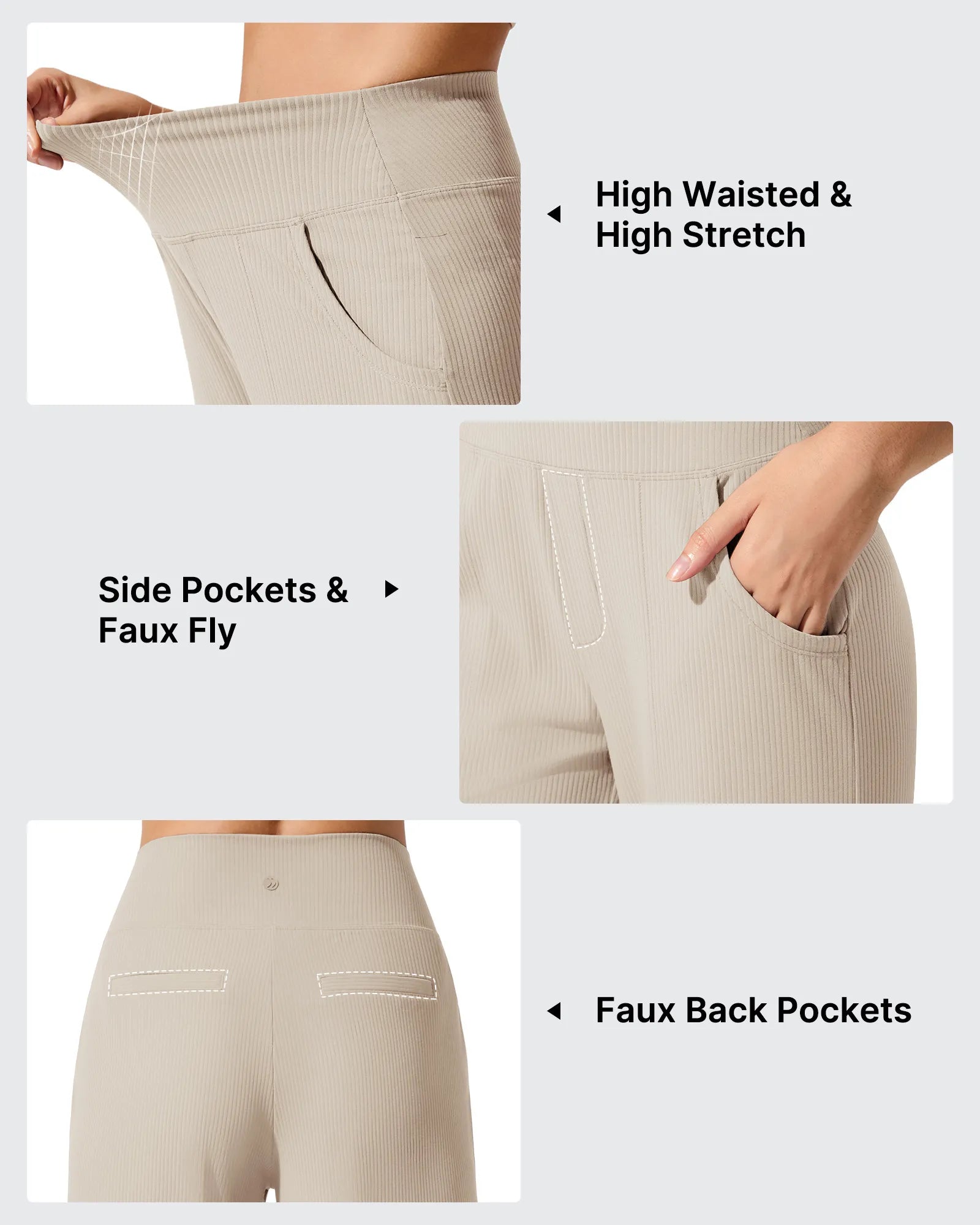 Ribbed Knit High Waist Wide Leg Yoga Pants