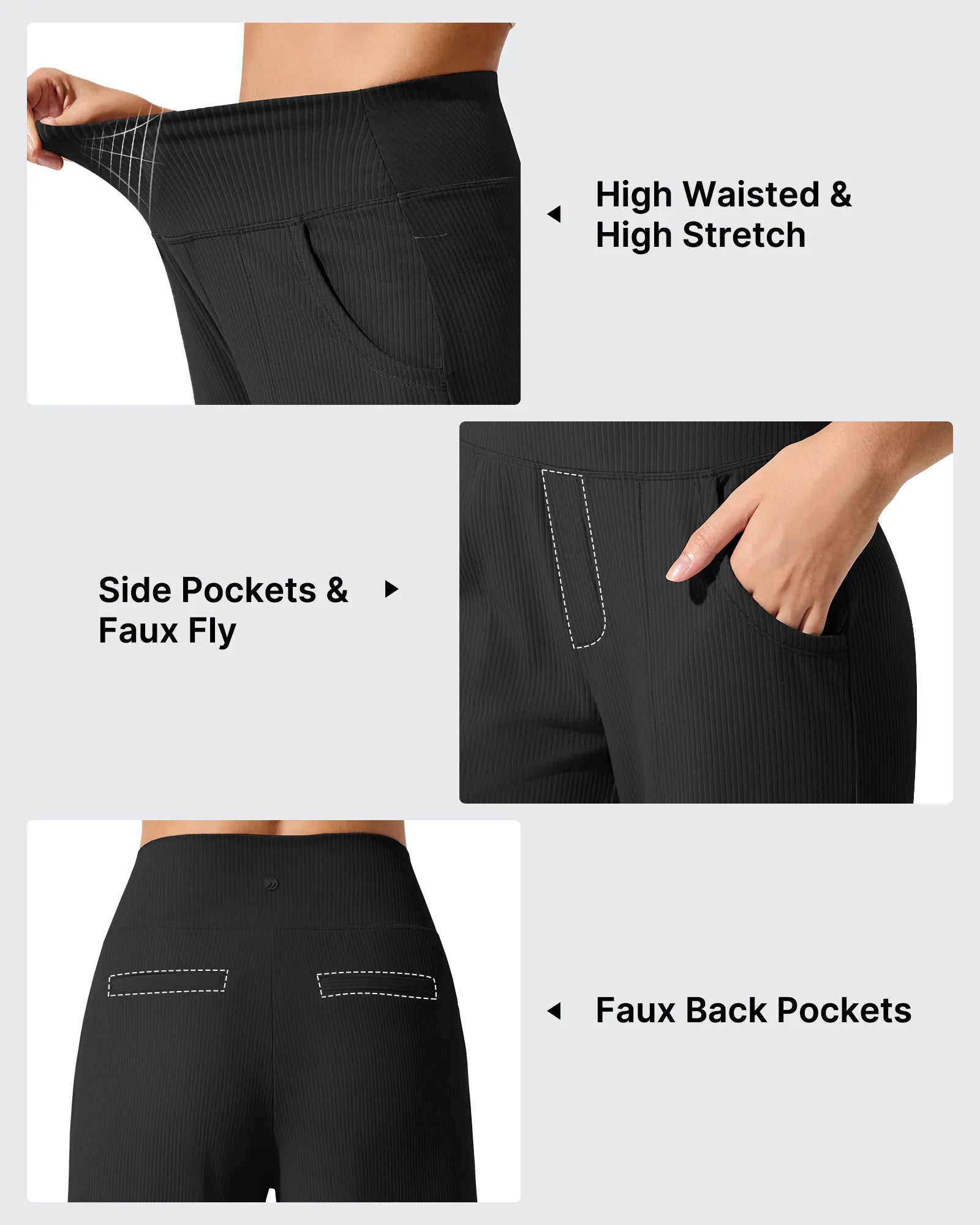Ribbed Knit High Waist Wide Leg Yoga Pants