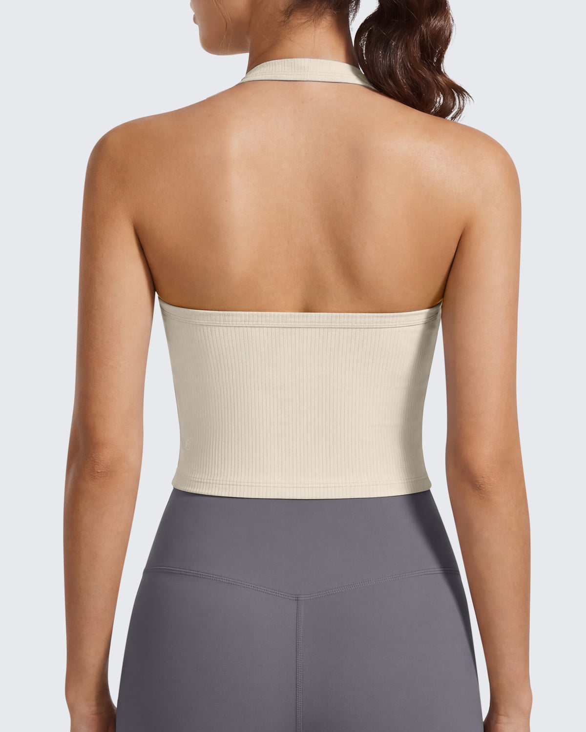G4Free Ribbed Backless Halter Crop Cami