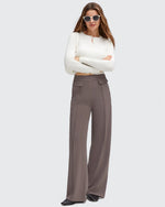 Pantalones Elegantes de Pierna Ancha EverGoing con Bolsillos de Solapa