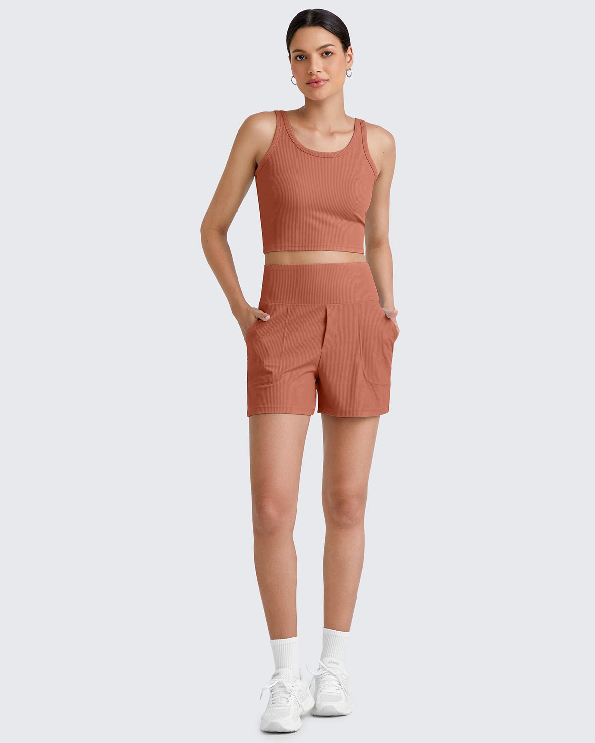G4free Ribbed Slim Workout Tank Crop Tops
