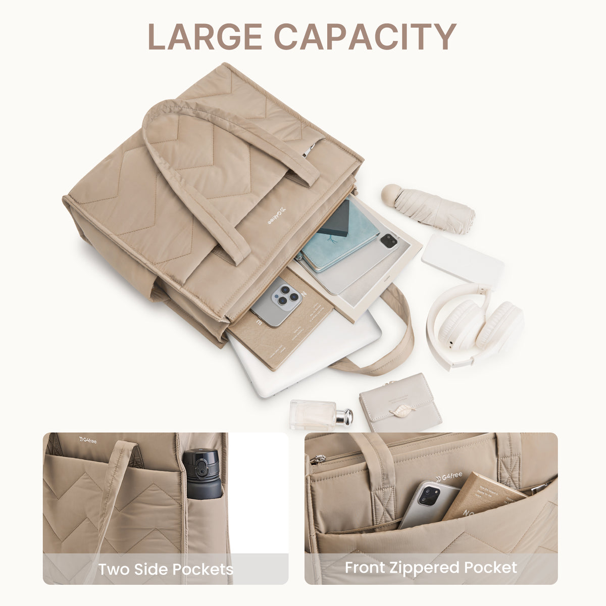 G4Free Lightweight Quilted Tote with Laptop Compartment