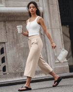 G4Free Smoofit High Waisted Drawstring Wide Leg Capris with Pockets