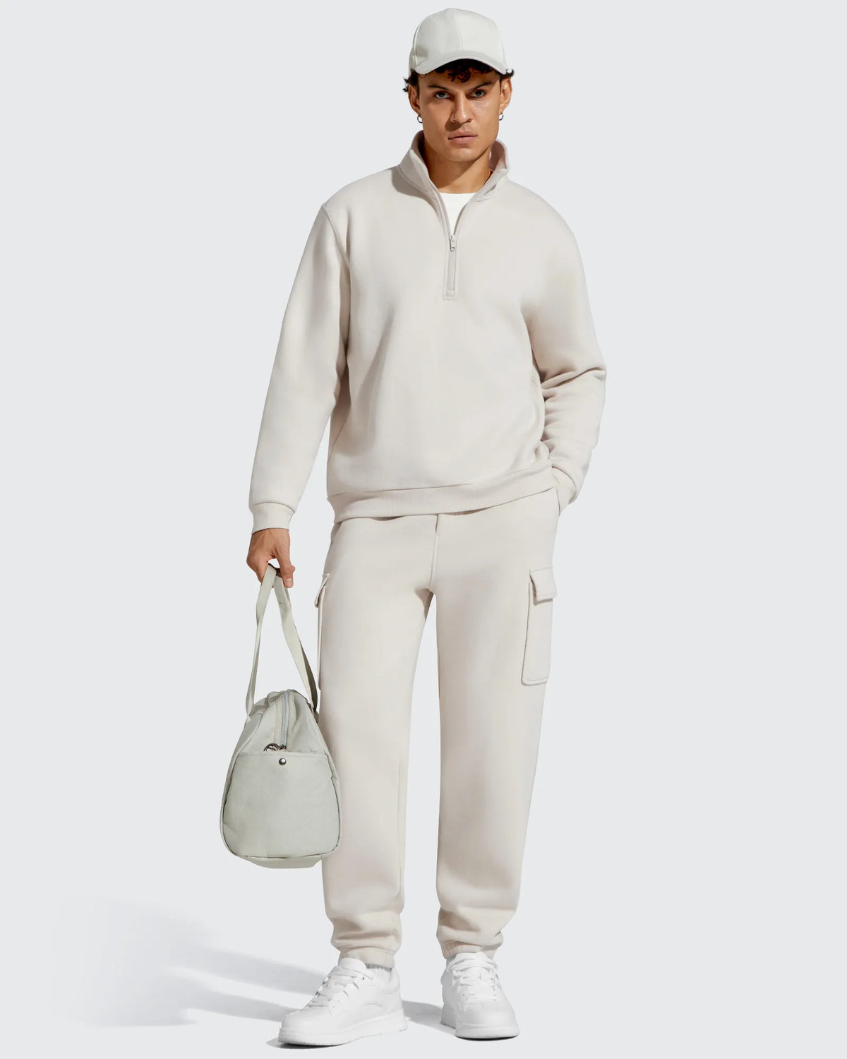 Flurrylux Men's Cotton Fleece-Lined  Drawstring Cargo Pants