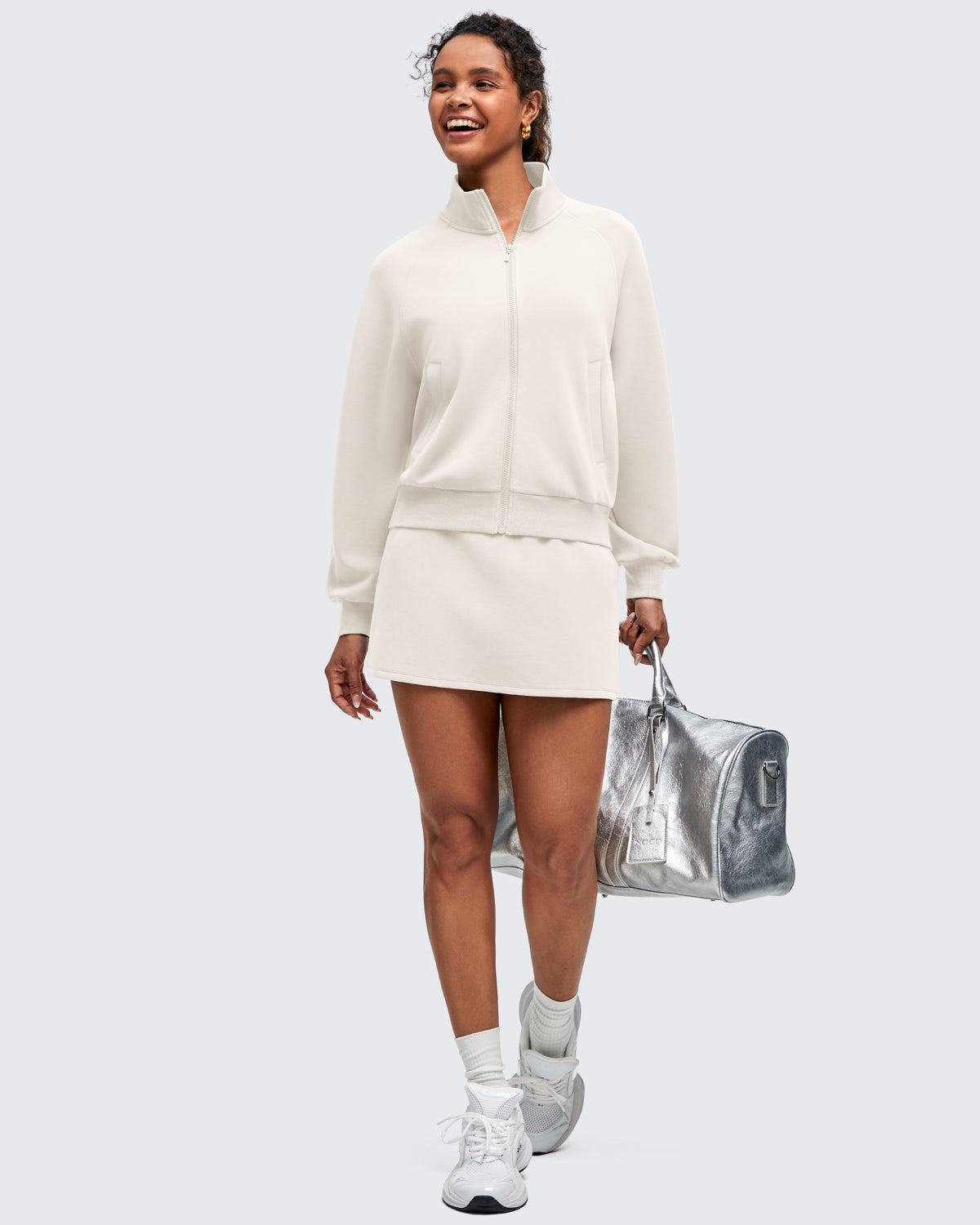 Smoofit Mock Neck Zip Up Pockets Jackets