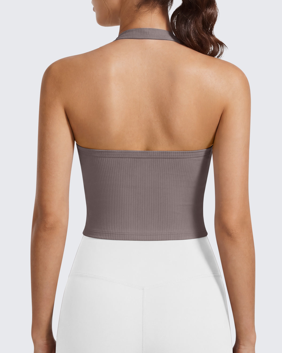 G4Free Ribbed Backless Halter Crop Cami