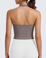 G4Free Ribbed Backless Halter Crop Cami