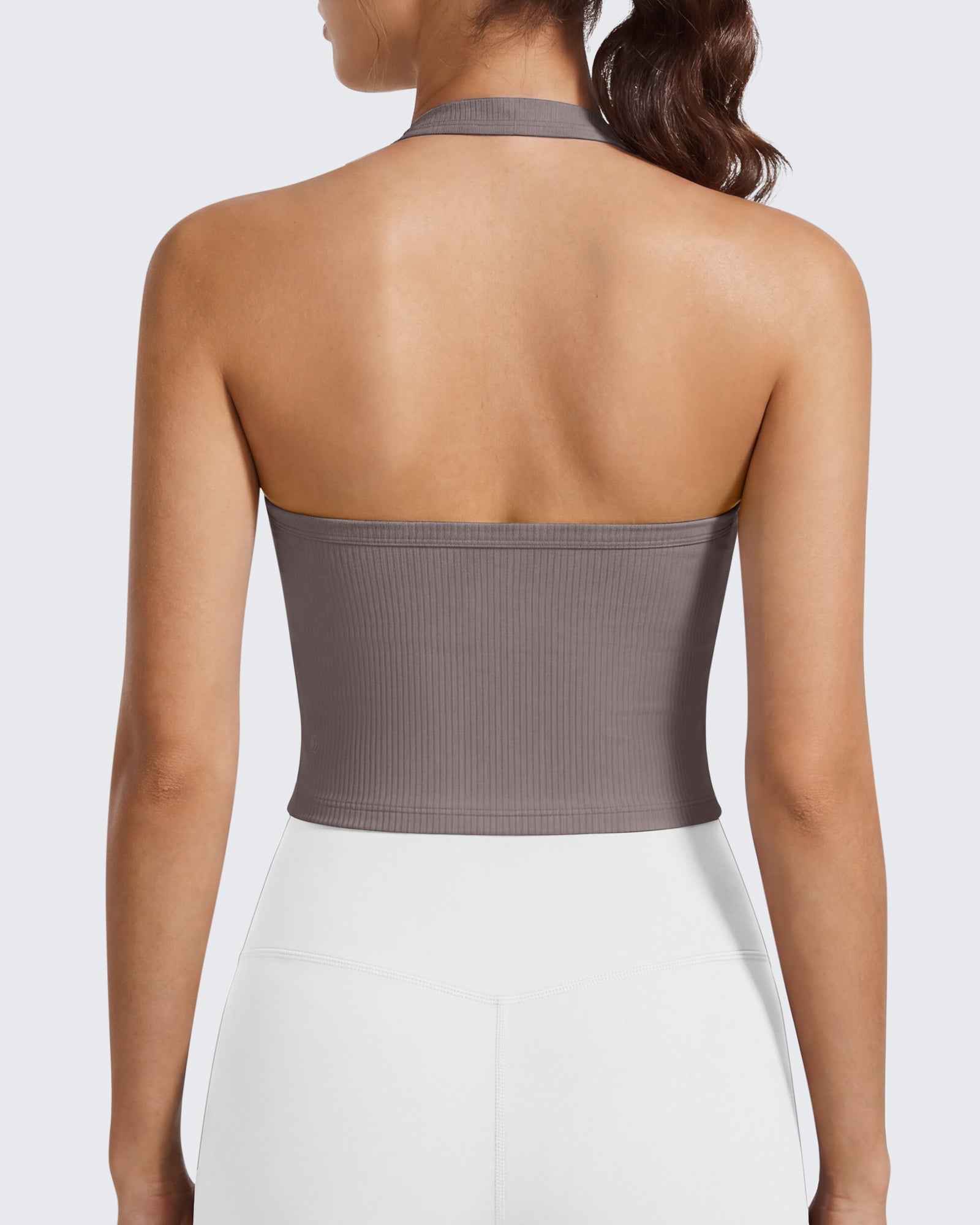G4Free Ribbed Backless Halter Crop Cami