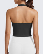 G4Free Ribbed Backless Halter Crop Cami