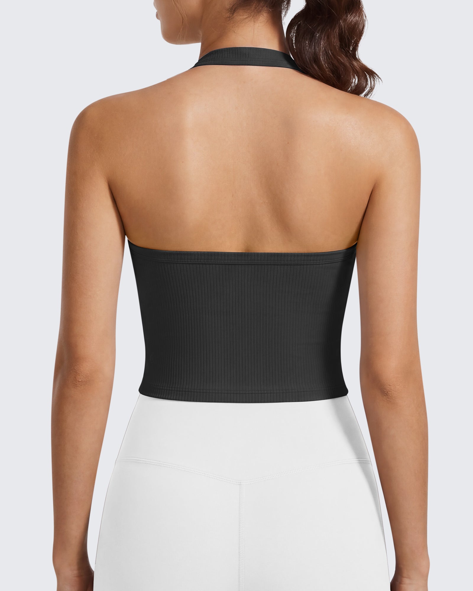 G4Free Ribbed Backless Halter Crop Cami