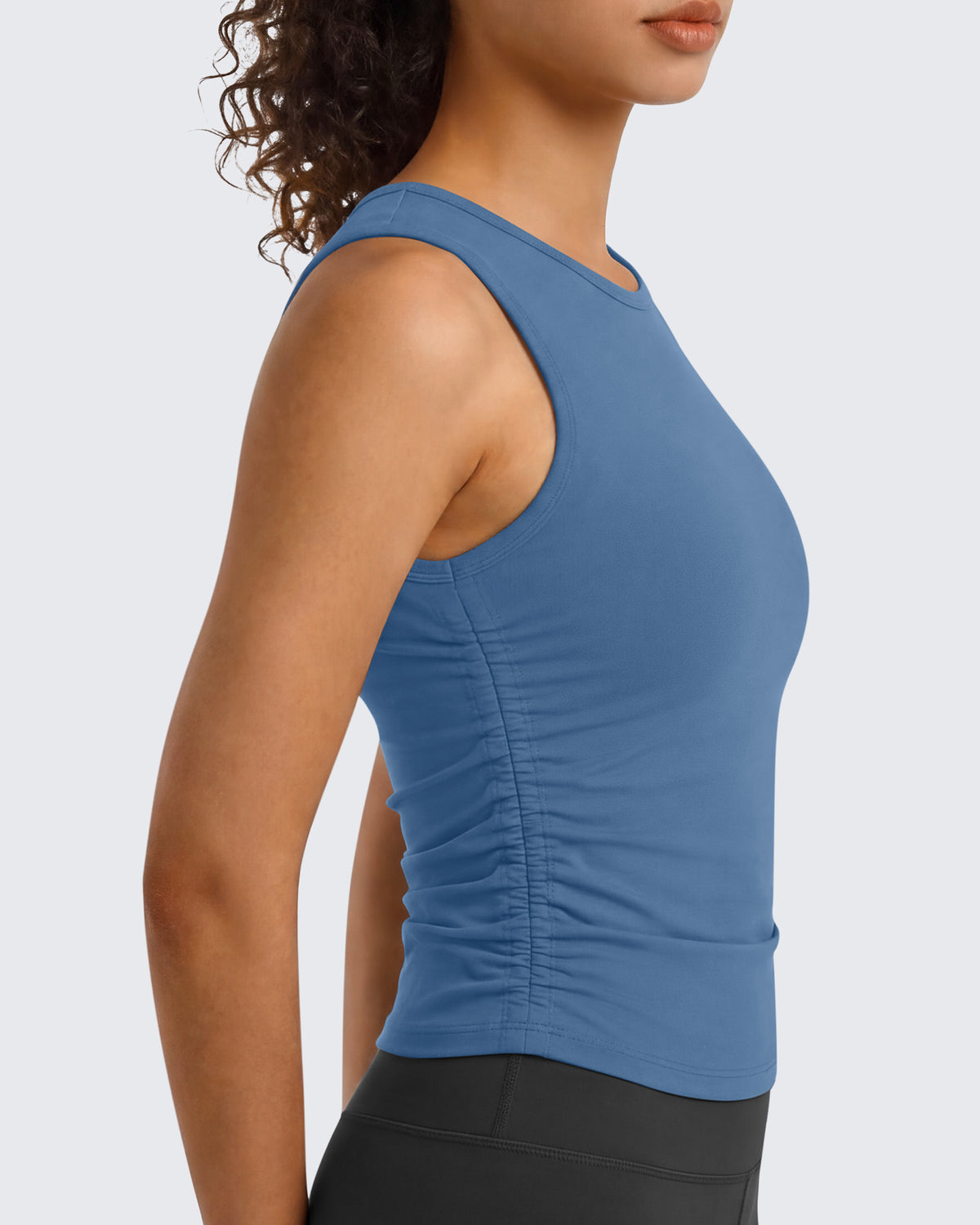 Camiseta sin mangas de yoga G4Free BareFeel con cuello alto fruncido
