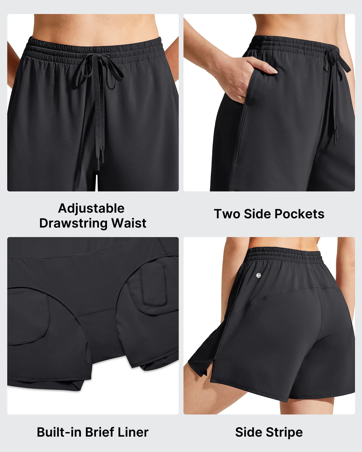 Chillwhisp Built-in Shorts Split Running Shorts 3''